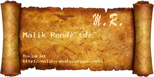 Malik Renátó névjegykártya